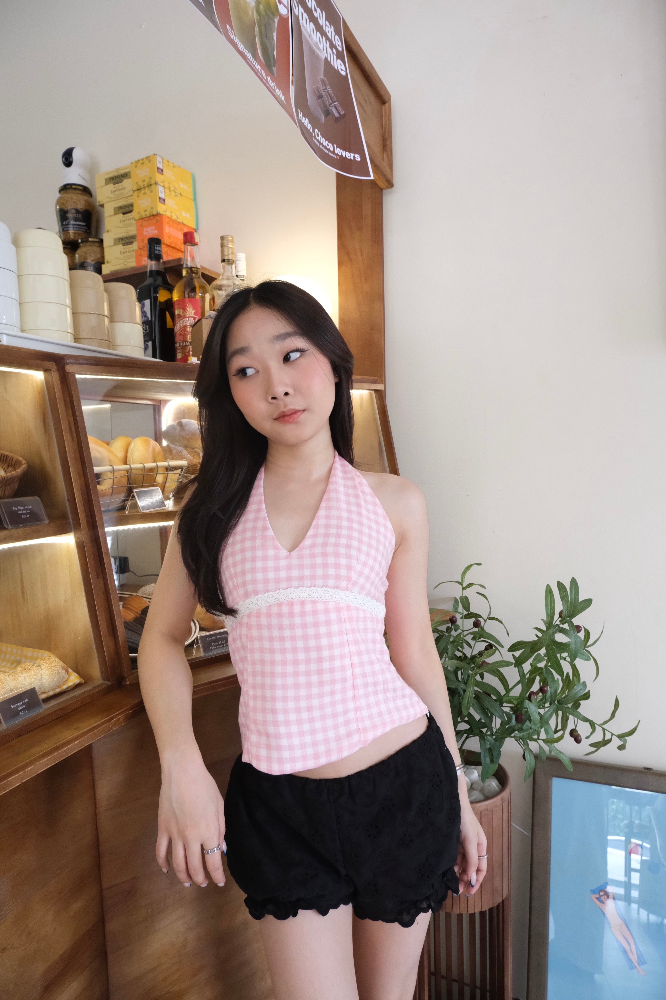 Pink plaid halter