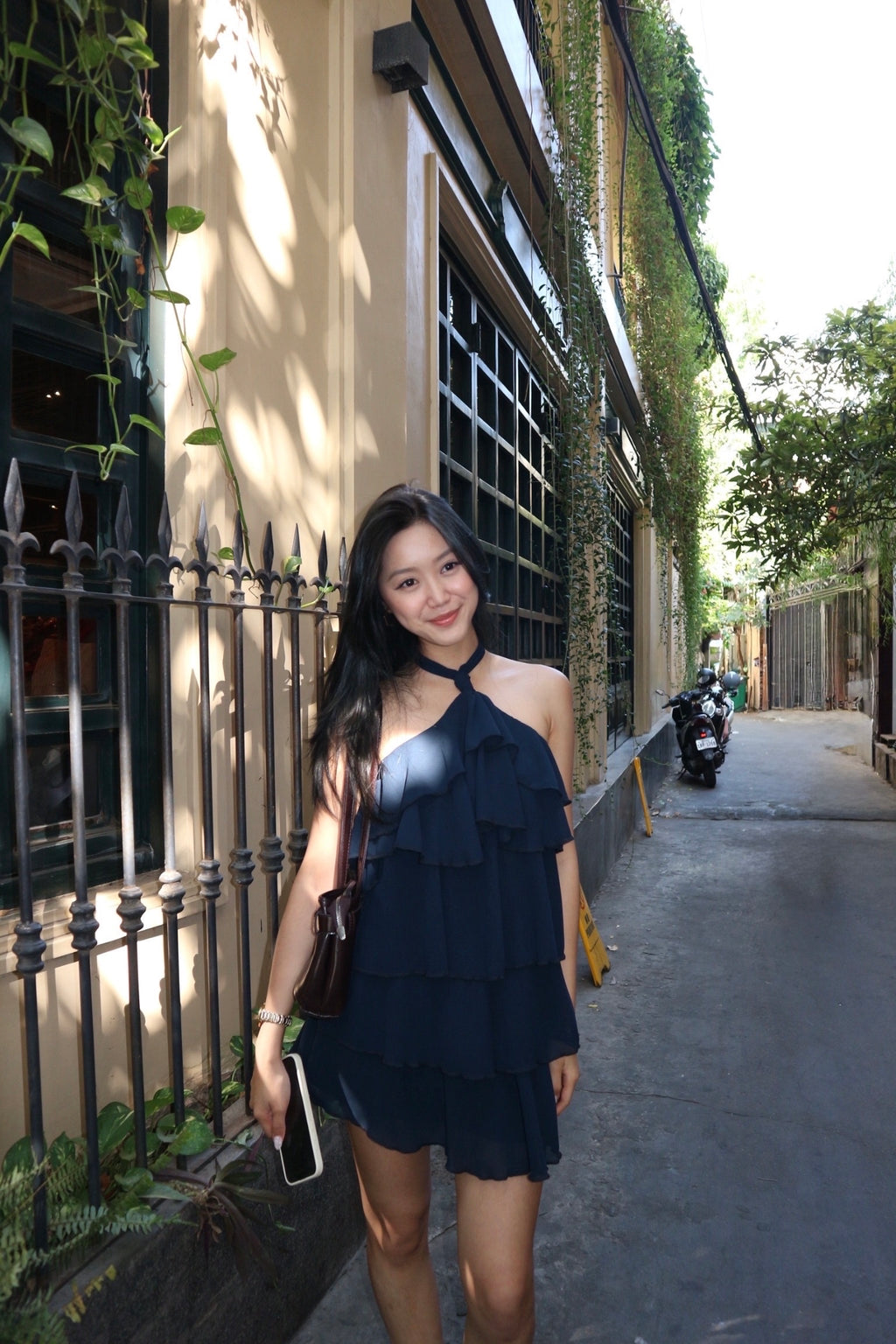 Navy ruffle dress