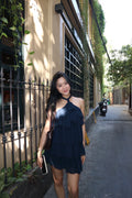Navy ruffle dress