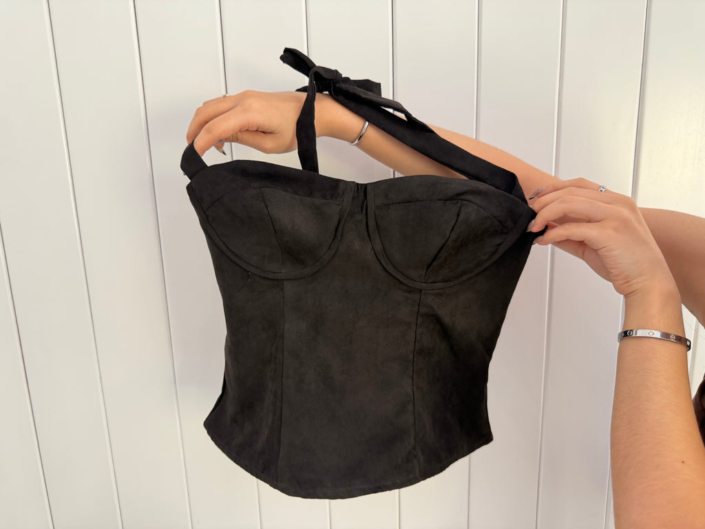 Black suede halter