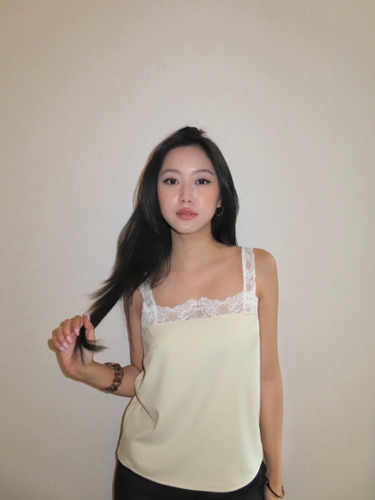 Yellow lace trimmed
