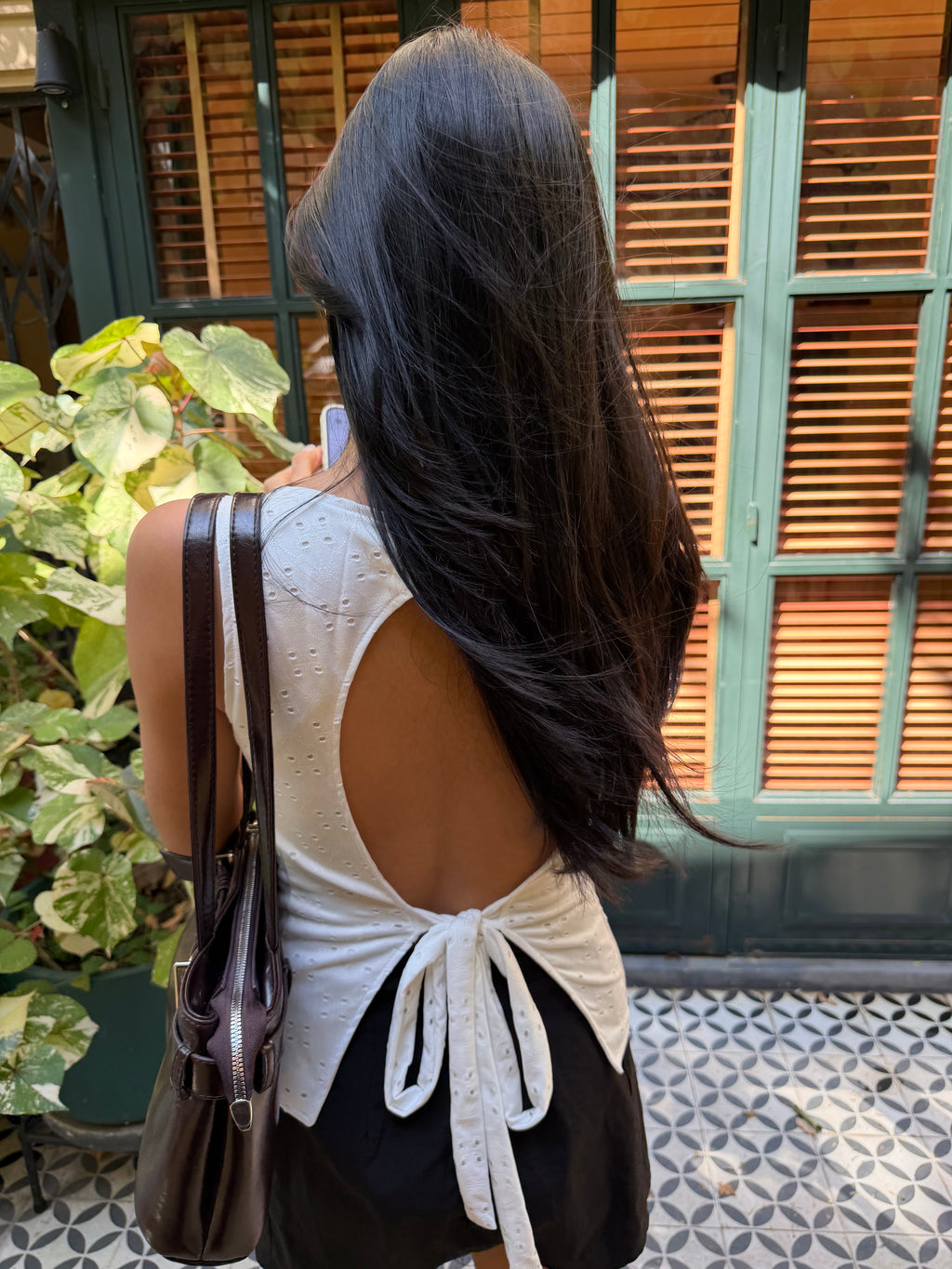 White lace backless