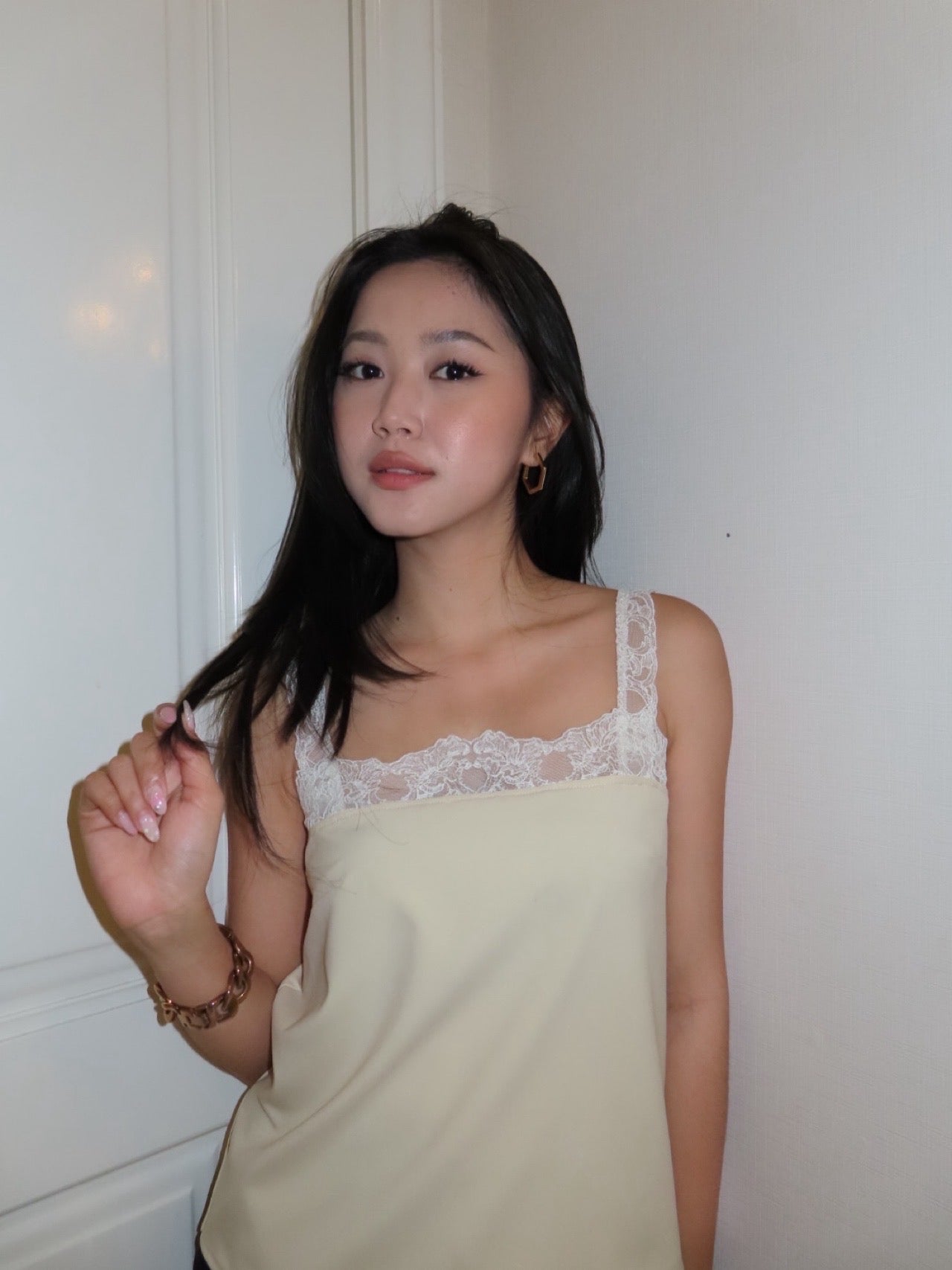 Yellow lace trimmed